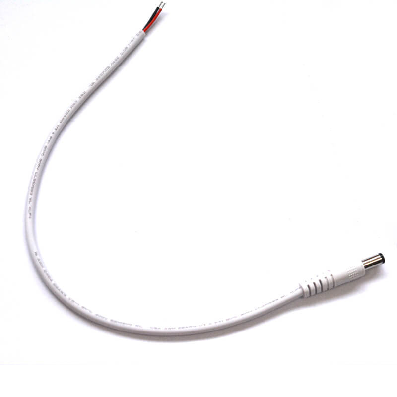 White 22 awg wire 5.5*2.1 mm DC barrel plug cable NGD-007